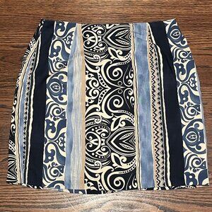 ABRIA Wrap Style Lined Skirt Vintage Women's Size 12 Navy Pattern